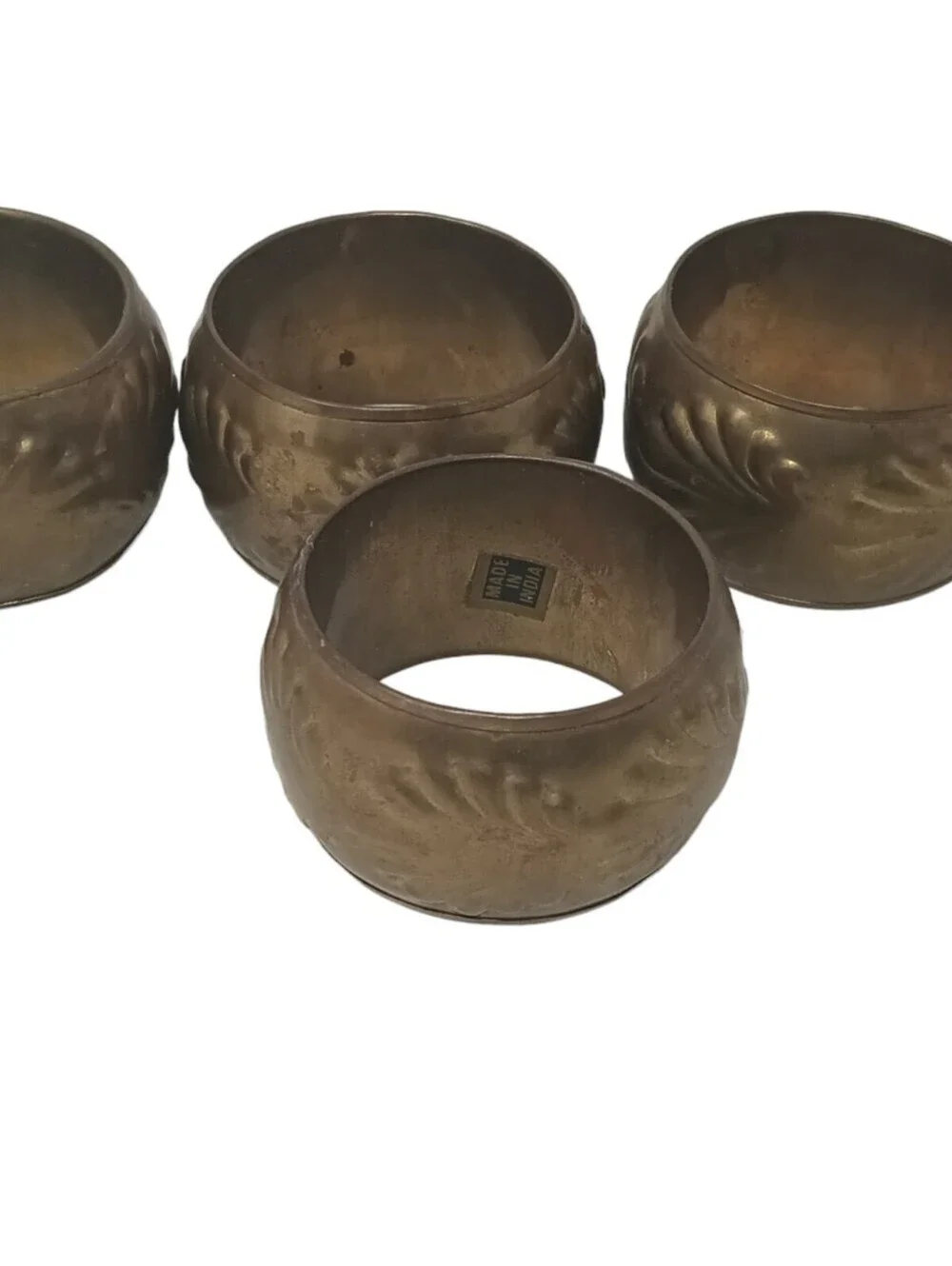 Vintage Enameled Brass Napkin Rings Made In India Set Of 4